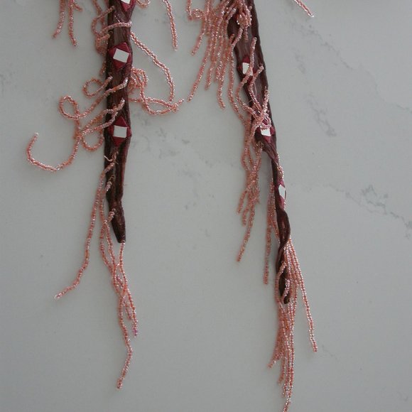 Swishy Burgundy and Pink Beaded Scarf - Picture 2 of 4